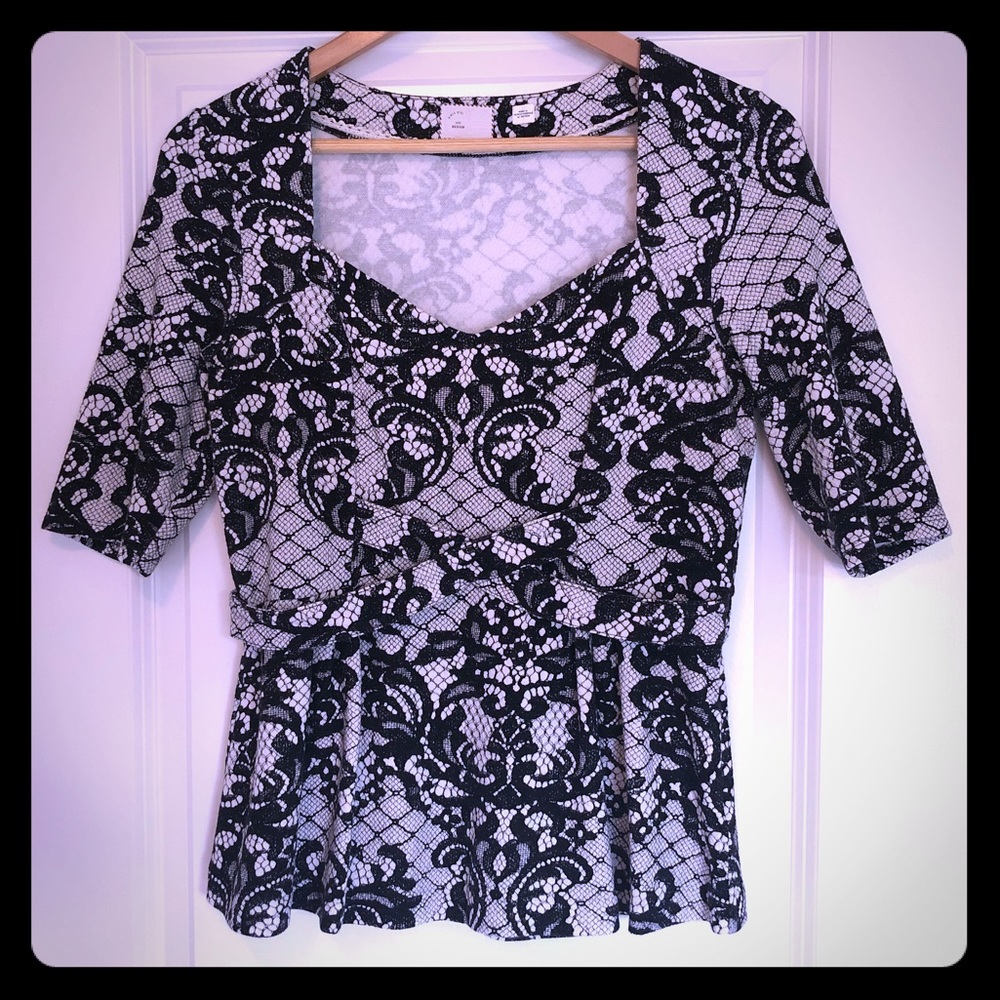 Anthropologie black and white blouse